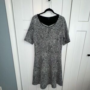 Lands' End Black and White Patterned Dress